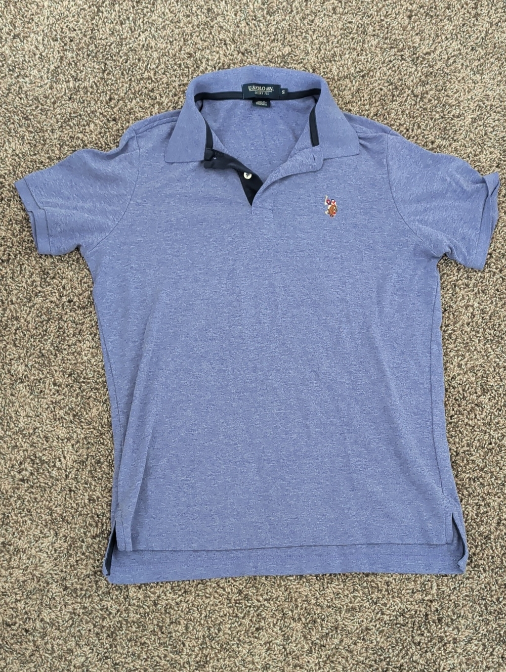 U.S. Polo Assn. Men's Heather Purple Polo with Contrast Trim